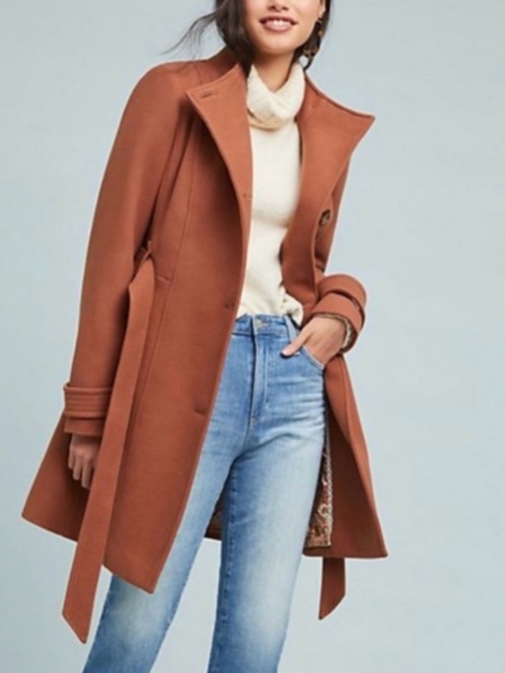 Cartonnier by Anthropologie Belted Camel Coat US 4